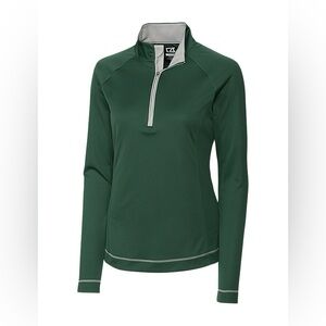 CUTTER & BUCK LCK02592 - Ladies' CB DryTec green Long sleeve Half Zip size L